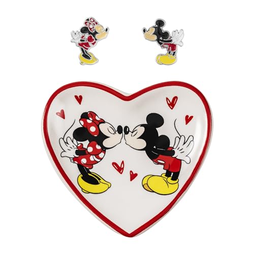 Topolino & Minnie Orecchini E Vassoio Portagioie A Forma Di Cuore Sf00675L.Ph, One Size, Ottone, Nessuna Pietra Preziosa