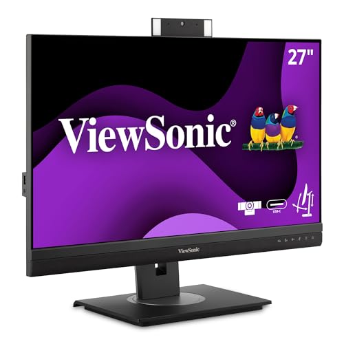 Viewsonic Vg2756V-2K Monitor Per Videoconferenza Da 24 Pollici 1440P Con Webcam, Alimentazione A 2 Vie, 90 W, Usb C, Docking, Gigabit Ethernet Incorpo