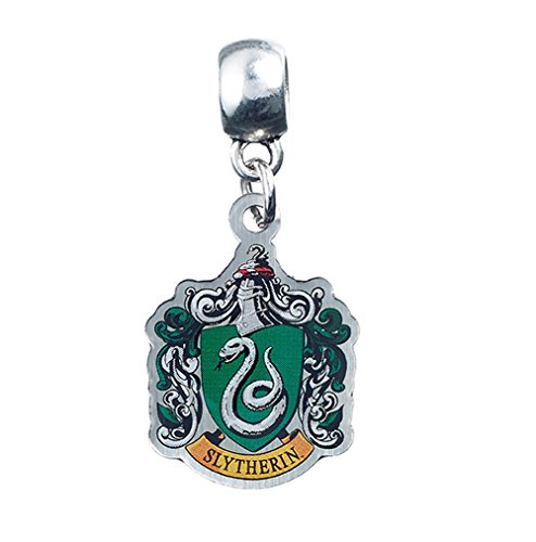 The Carat Shop, Charm Ufficiale Di Harry Potter Con Stemma Delle Case E Placcato Argento, Colore: Slytherin, Cod. Hp0023