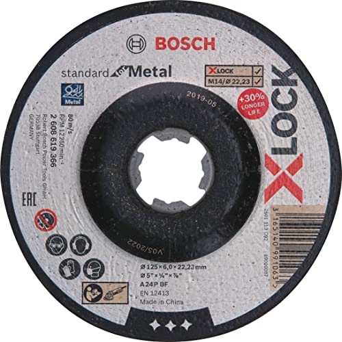 Bosch Accessories Mola Da Sbavo X-Lock Standard For Metal Centro Depresso (Per Metallo, Ø 125 X 6 Mm, Accessori Smeriglatrici Angolari)