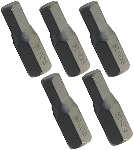 Aerzetix - Set Di 5 Punte Di Avvitatore Esagonale 8Mm/Allen 6 Lati - L30Mm 3/8''(10Mm) - Per Cacciavite/Portapunte - Per Vite Allen 6 Lati - Ferrament