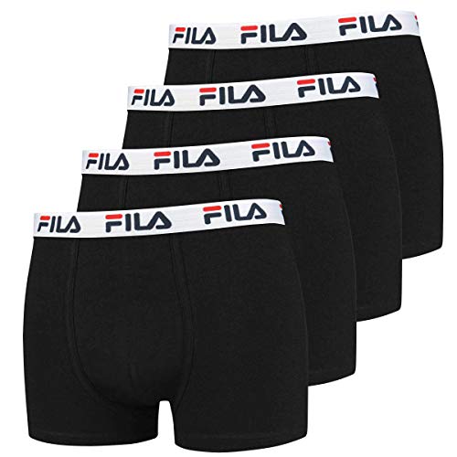 Fila 4 Pacco Convenienza Uomo Boxer - Logo Pants - Monocolore - Molti Colori - Nero, M - 4 Pack