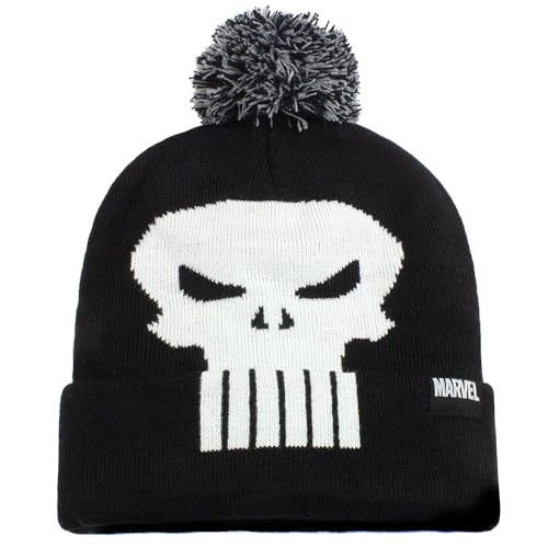 Marvel Comics Punisher - Skull (Beanie Pom), Taglia Unica, Schwarz, Taglia Unica