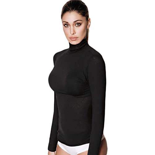 Jadea Maglia Donna Dolcevita Manica Lunga In Modal E Cashmere, Nero, L