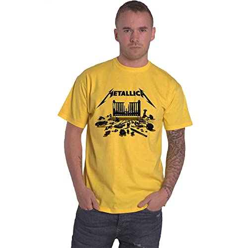 Metallica T Shirt M72 Simplified Cover Band Logo Nuovo Ufficiale Uomo Giallo Size M