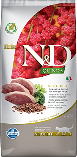 N&D Quinoa Cat Duck, Brocolli & Asparagus Neutered Adult 5 Kg
