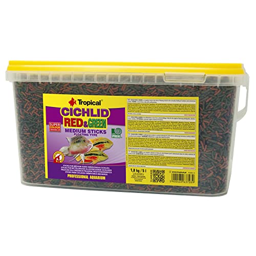 Tropical Cichlid Red&Green Medium Sticks 5L / 1,8Kg - Mangime Galleggiante In Stick Per L'Alimentazione Di Ciclidi Onnivori Di Taglia Media.