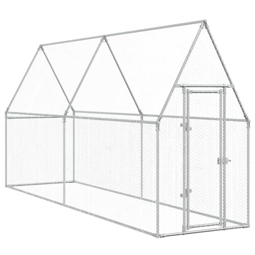 Vidaxl Gabbia Per Polli Argento 400X100X190 Cm In Acciaio Zincato