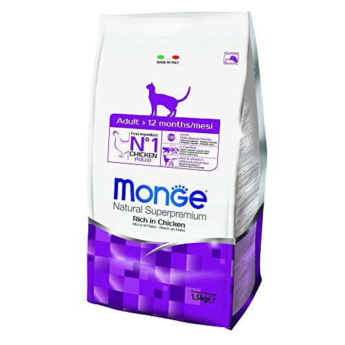 Monge Natural Superpremium Adult Chicken, Cibo Secco Per Gatti Adulti (Alimento A Base Di Pollo, Con Acidi Grassi Omega-3 E Vitamina C, Ricetta Di Alt