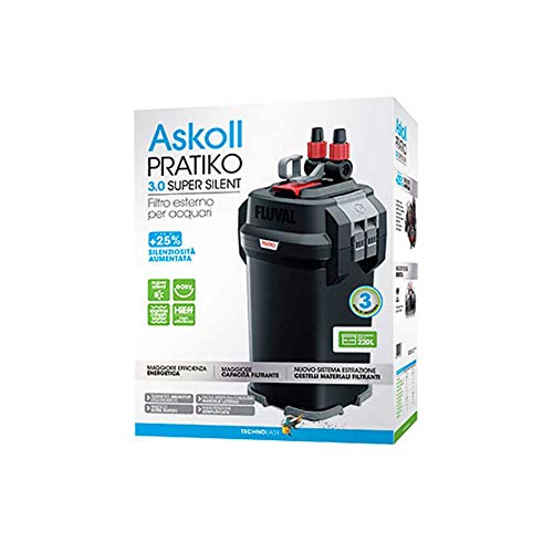 Askoll Pratiko 200 3.0 Super Silent Filtro Esterno Per Acquari Fino A 230 Litri New 2019, Nero