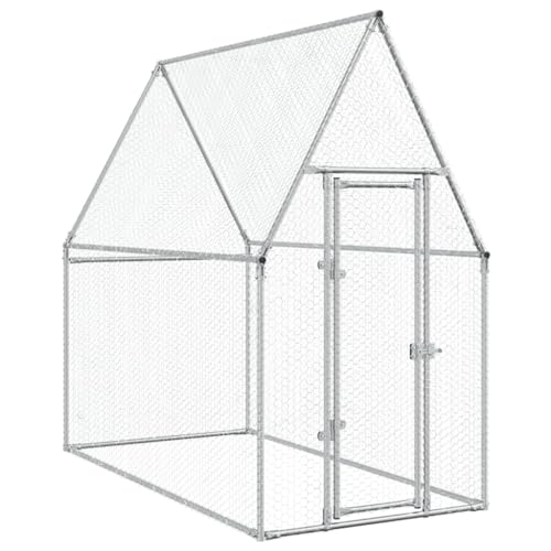 Vidaxl Gabbia Per Polli Argento 200X100X190 Cm In Acciaio Zincato