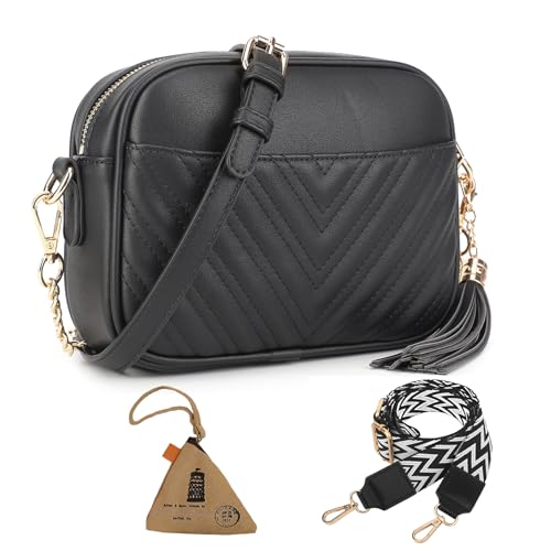 Wuciray Borsa Tracolla Donna Borsetta Pu Pelle Nera Piccola Crossbody Bag Con Tracolla Ampia