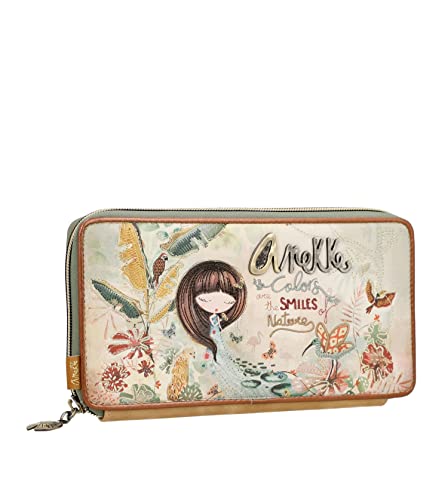 Anekke - Portafoglio Da Donna - Portafoglio Grande Per Passaporto - Protezione Rfid - Realizzata In Ecopelle Con Chiusura A Cerniera Amazonia - Access