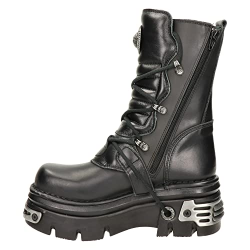 New Rock Shoes Classic New Rock Leather Boots With Reactor Sole Uk 9/Black