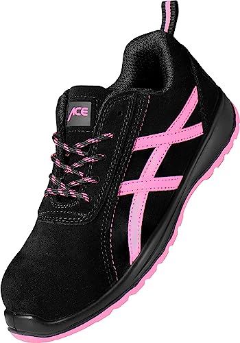 Ace Aurora Scarpe Da Lavoro Per Donna - Scarpe Di Sicurezza Sportive Per Il Lavoro - S1 Sra - Nero/Rosa - 38