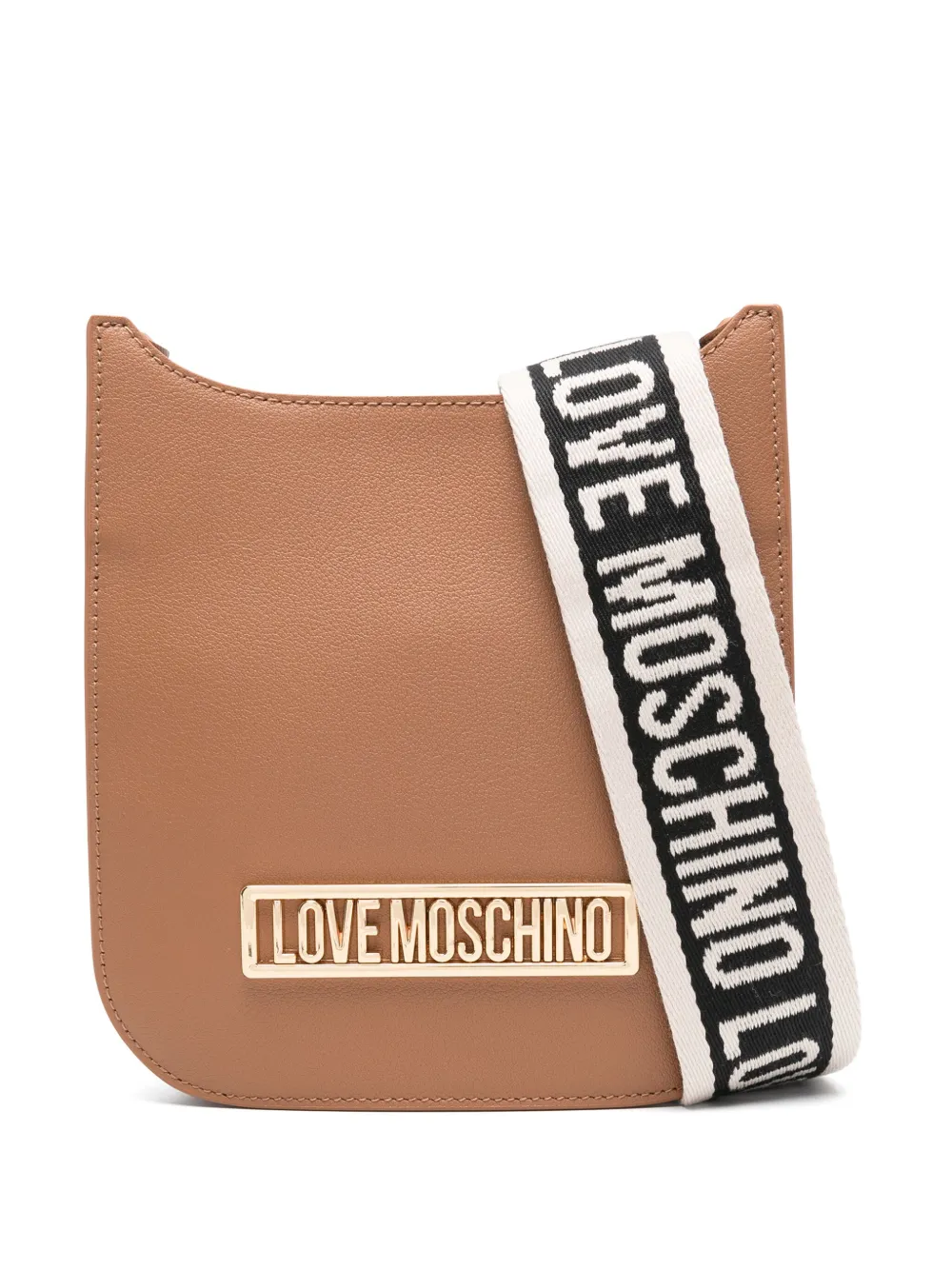 Love Moschino logo-plaque cross body bag - Marrone