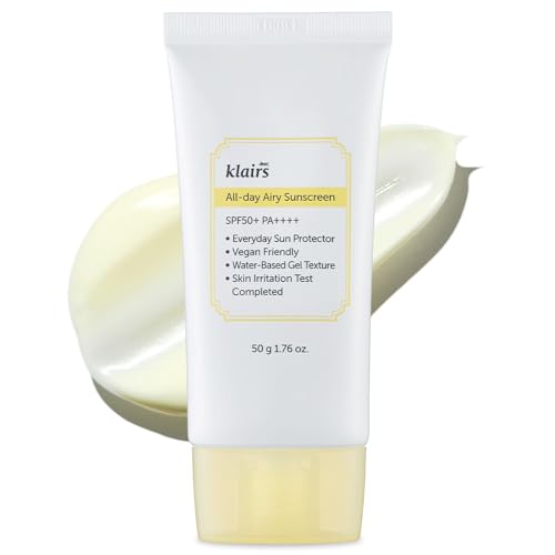 [Dearklairs] All Day Airy Sunscreen Spf 50+ Pa++++, No White Cast, Essential Oil-Free, Non Sticky, Non Comedogenic, Easy Washable, No Eye Irritation