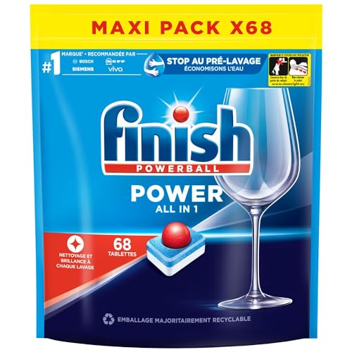 Finish - Pastiglie Per Lavastoviglie Powerball All In One Max, 68 Pastiglie Per Lavastoviglie