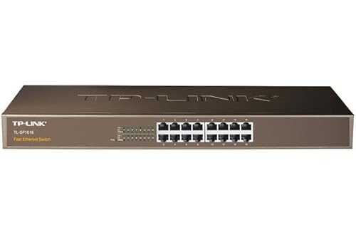 Tp-Link Tl-Sf1016 Unmanaged Network Switch Fast Ethernet (10/100) 1U Black - Network Switches (Unmanaged, Fast Ethernet (10/100), Rack Mounting, 1U)