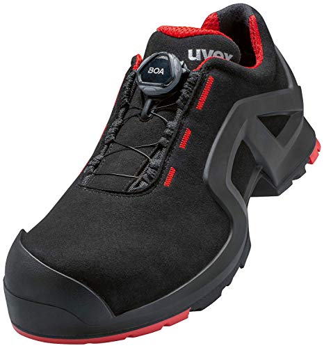 Uvex Low Shoe 65672 S3 Size 42 Pu Sole W11, Scarpe Antinfortunistiche Unisex-Adulto, Nero Rosso, Eu