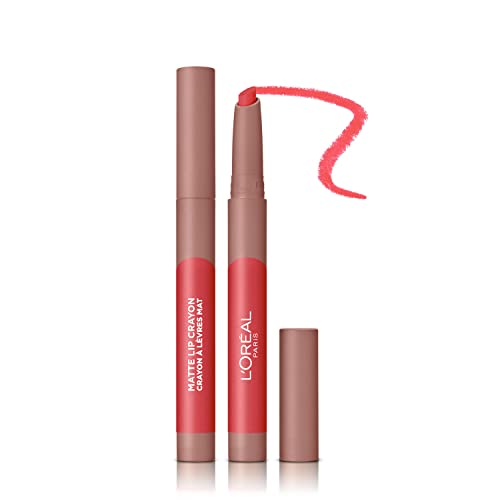 L'Oreal Paris Infallible Very Matte Lip Crayon Lipstick, Smudge Proof, Pink Lipstick, 108 Hot Apricot, 1 Kg