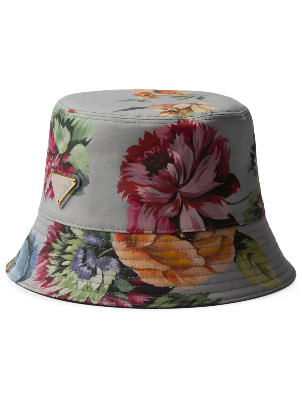 Prada floral-print reversible bucket hat - Grigio