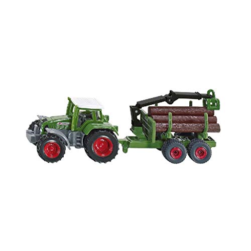 Siku 1645, Trattore Con Rimorchio Forestale, Metallo E Plastica, Verde, Con 6 Tronchi D'Albero, Per Uso In Vari Contesti