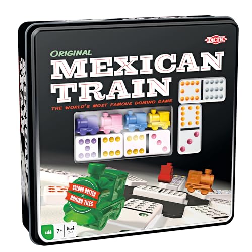 Tactic - 54005 - Trenino Messicano - 91 Domino - 8 Giocatori - Scatola Di Metallo (Assortiti)