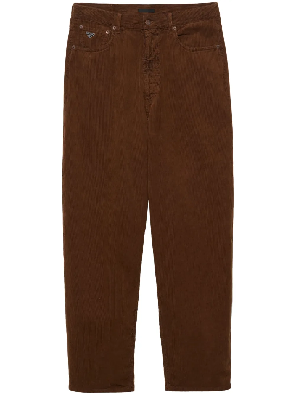 Prada triangle-logo corduroy trousers - Marrone