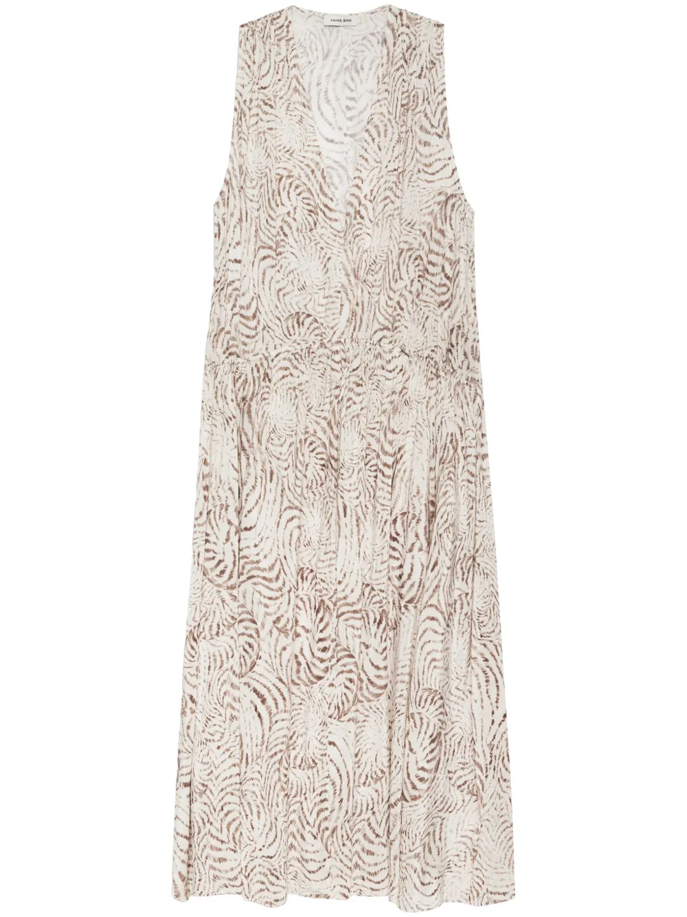 ANINE BING Mia seashell-print midi dress - Toni neutri