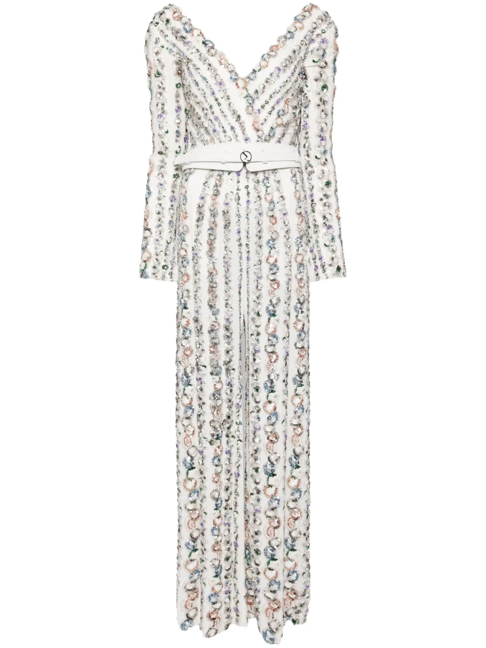Saiid Kobeisy embellished V-neck jumpsuit - Bianco