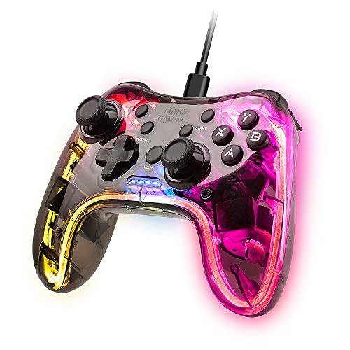 Marsgaming Mars Gaming Mgp-C, Gamepad Professionale Neon Rgb, Doppia Vibrazione Aptica, Joystick Analogici, Controller Per Pc, Switch, Ps3, Raspberry