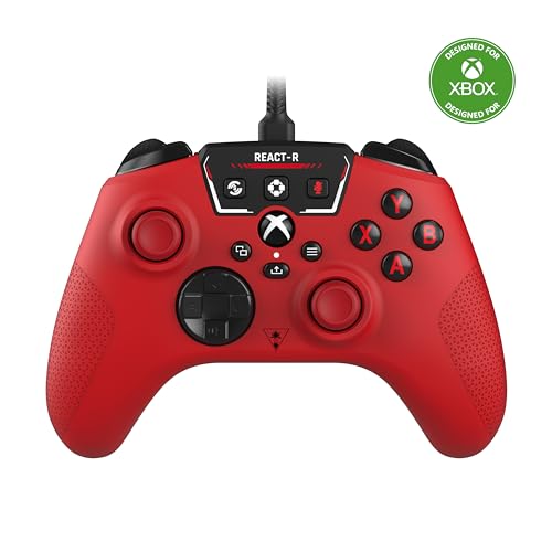 Turtle Beach React-R Rosso Controller Di Gioco Cablato Con Controlli Audio, Pulsanti Mappabili E Impugnature Testurizzate Per Xbox Series X|S, Xbox On