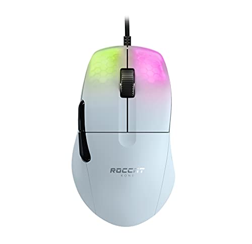 Roccat Kone Pro Mouse Da Gioco Professionale Ergonomico, Per Pc, Bianco