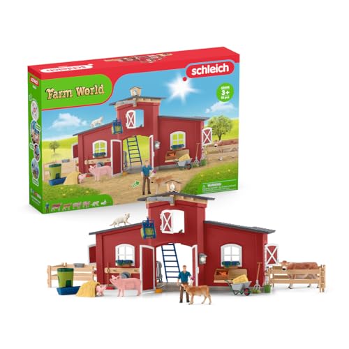 Schleich 42606 Grande Fattoria Con Animali E Accessori, Da 3 Anni, Farm World - Playset, 64 Pezzi