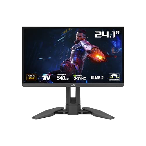 Asus Rog Swift Pro Pg248Qp Nvidia G-Sync Monitor Gaming Da 24.1” Pollici Fhd, 540 Hz Oc, Pannello Esport-Tn, Nvidia Reflex Analyzer, Ulmb 2, Base Rego