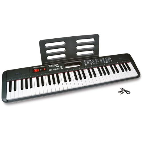 Bontempi | Harmonykeys - Tastiera Digitale A Passo Professionale, 61 Tasti Con Connessione Usb E Cavo Di Alimentazione Dc/Usb Per Un'Armonia Perfetta,