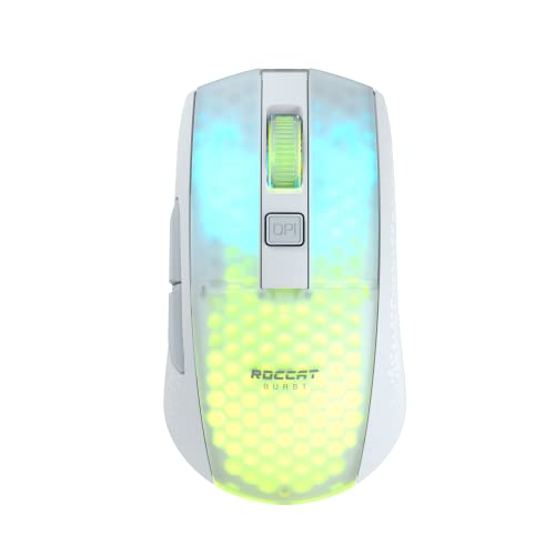 Roccat Burst Pro Air - Mouse Ottico Da Gioco Rgb Wireless Professionale, Simmetrico E Ultraleggero Con Sensore Ottico Owl-Eye A 19.000 Dpi, Switch Ott