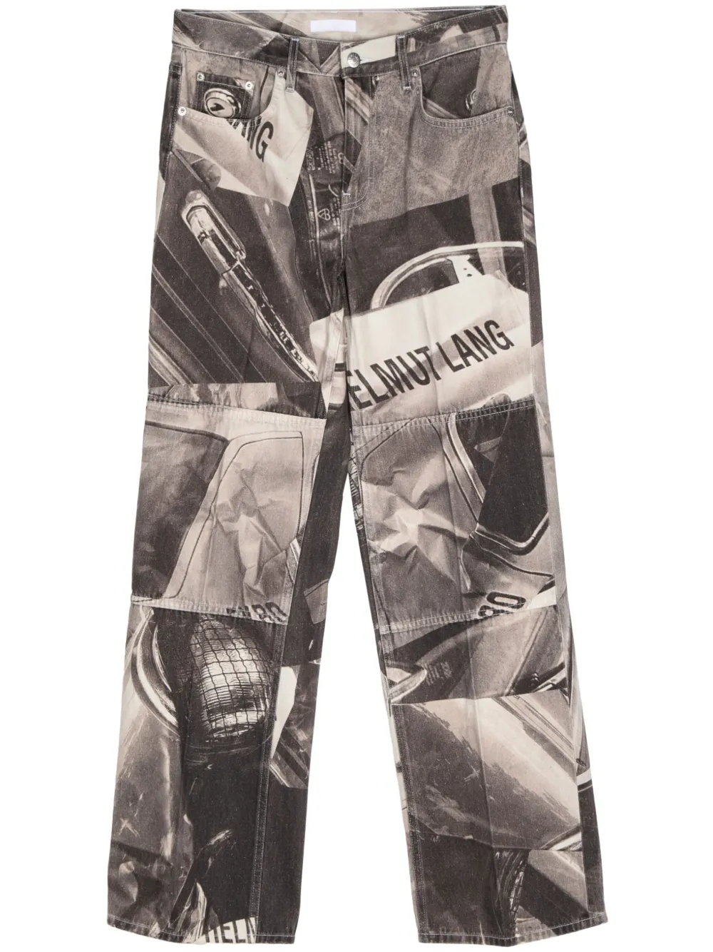Helmut Lang car-print mid-rise straight-leg jeans - Bianco