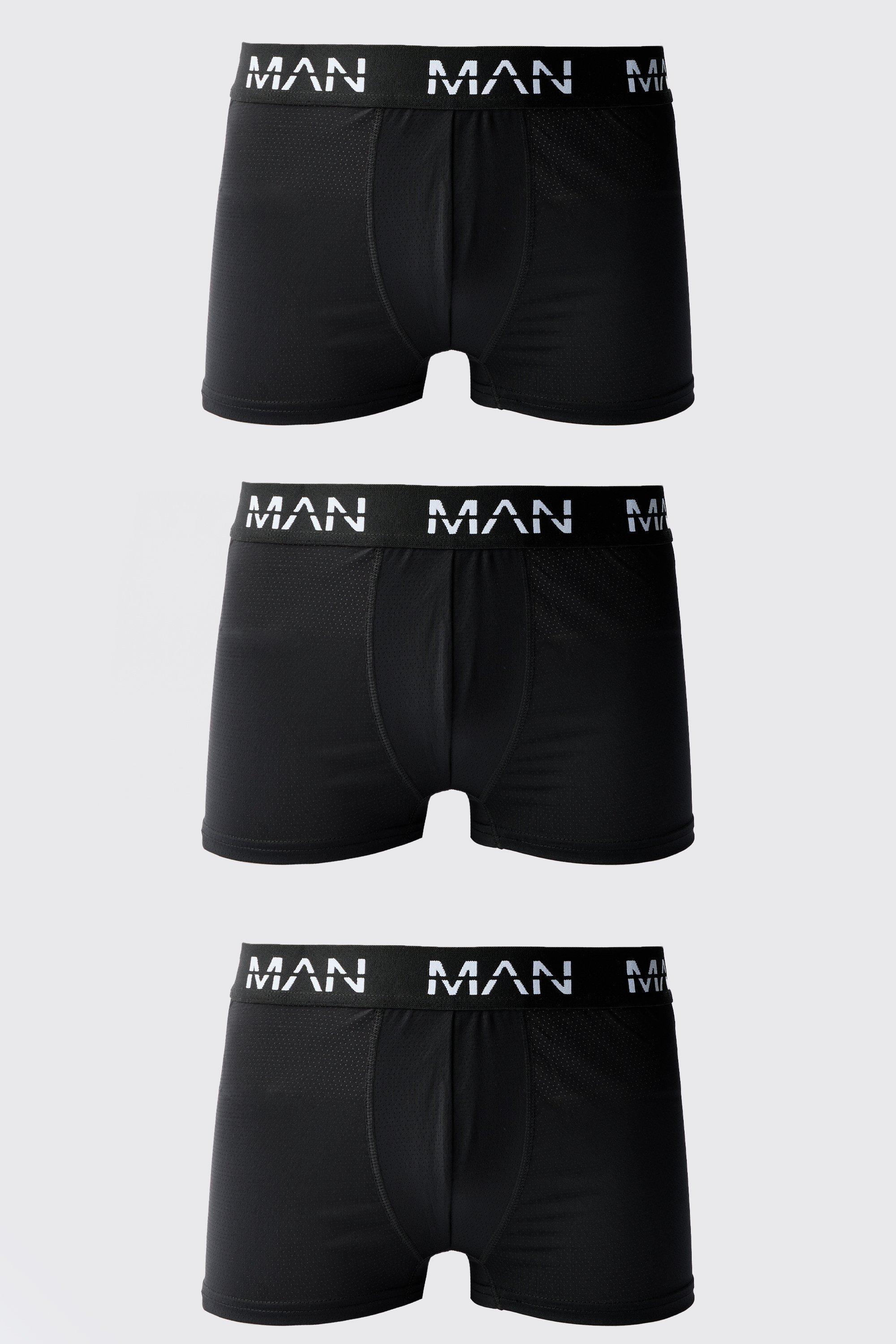 Man Active Performance 3 Pack Boxer, Nero