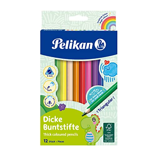 Pelikan - 043106 - Confezione 12 Pastelli Triangolari Jumbo Ass