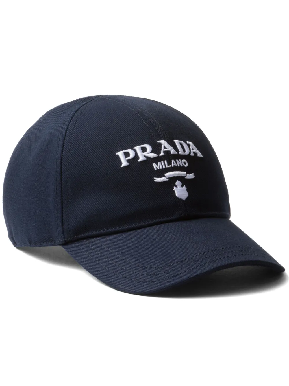 Prada logo-embroidered drill cap - Blu