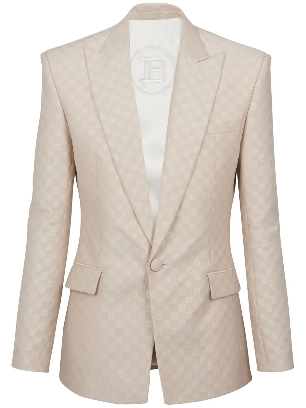 Balmain PB-monogram virgin wool-silk blend blazer - Toni neutri
