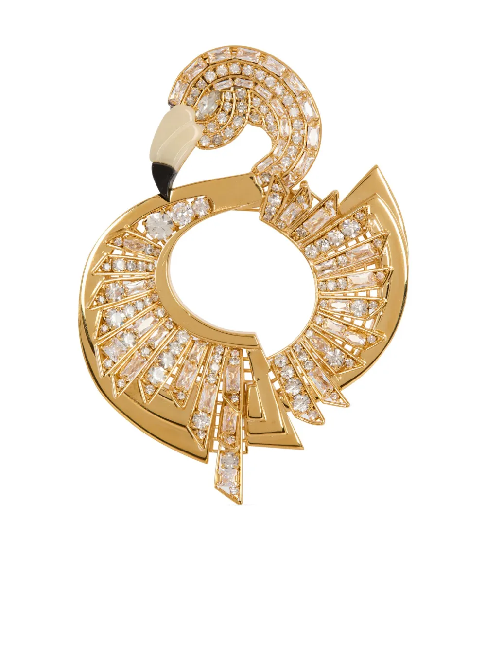 Balmain Flamingo crystal-embellished brooch - Oro