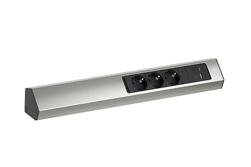 Bachmann Ciabatta Elettrica Casia 2 3 Prese Con Cavo Usb A E Usb C 2 M, Presa Multipla Per Montaggio A Parete E Ad Angolo In Cucina E Ufficio, Effetto