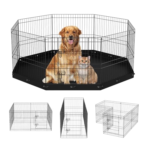 Vevor Box Per Cani Recinto Per Cuccioli Coniglio Gatti Taglia Piccola E Media 8 Pannelli Pieghevoli Metallici 609,6X609,6 Mm Uso Esterno Interno, Reci