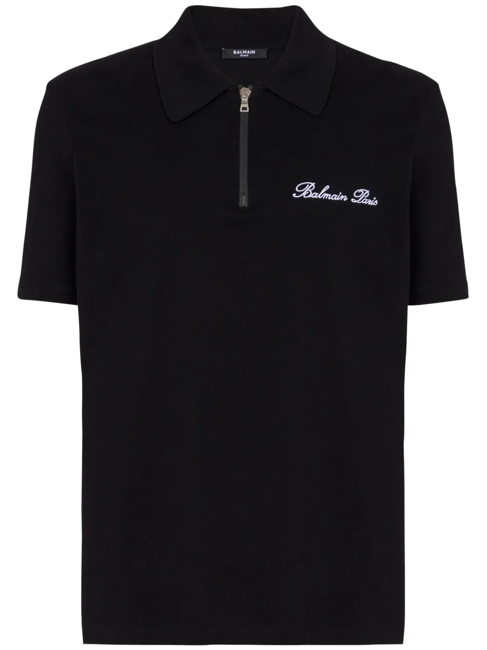 Balmain embroidered-logo cotton polo shirt - Nero