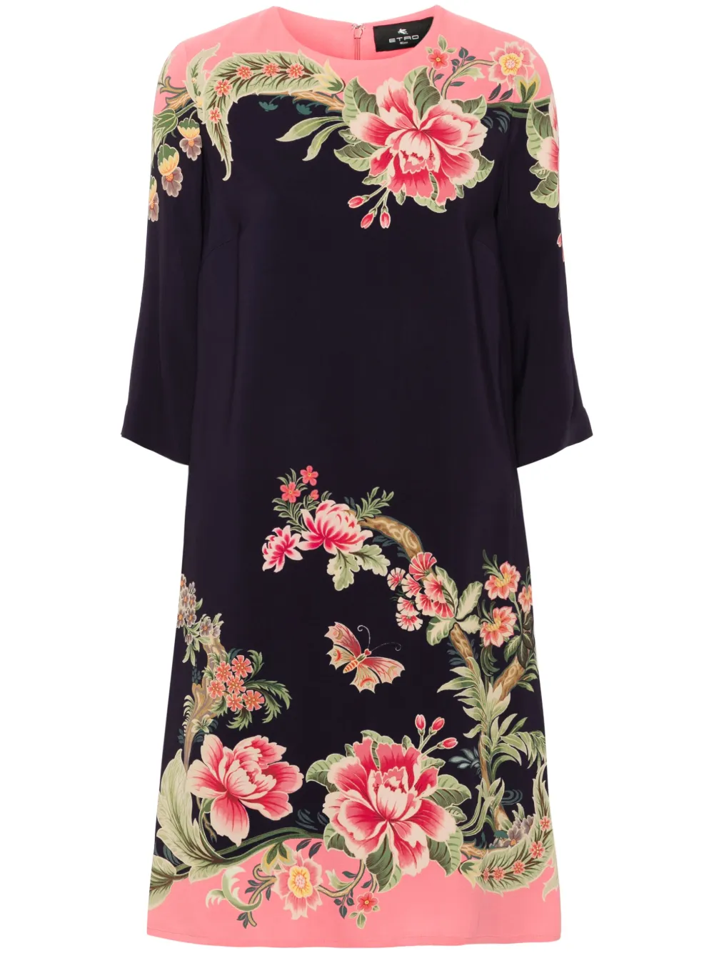 ETRO floral-print silk midi dress - Blu