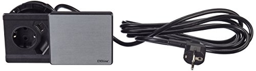 Schulte, Evoline Square 80 Schuko Con Usb Charger In Acciaio Inox, 1 Pezzi, 1592 7000 3300