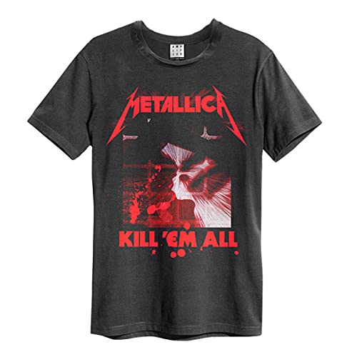 Amplified Metallica-Uccidi Tutti T-Camicia, Grey (Charcoal Cc), S Uomo